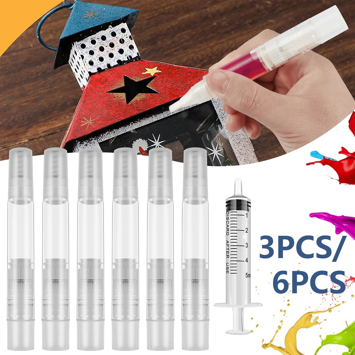 

3/6 шт., герметичные ручки для рисования с инжектором, 6 мл