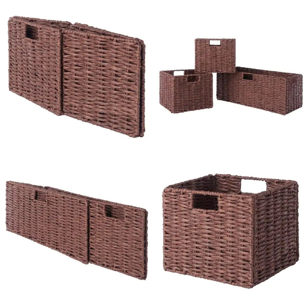 

Eco-Friendly, Durable & Portable Brown Walnut Brown Foldable 3-Pc Tessa Woven Rope Baskets - Perfect Storage Solutions!