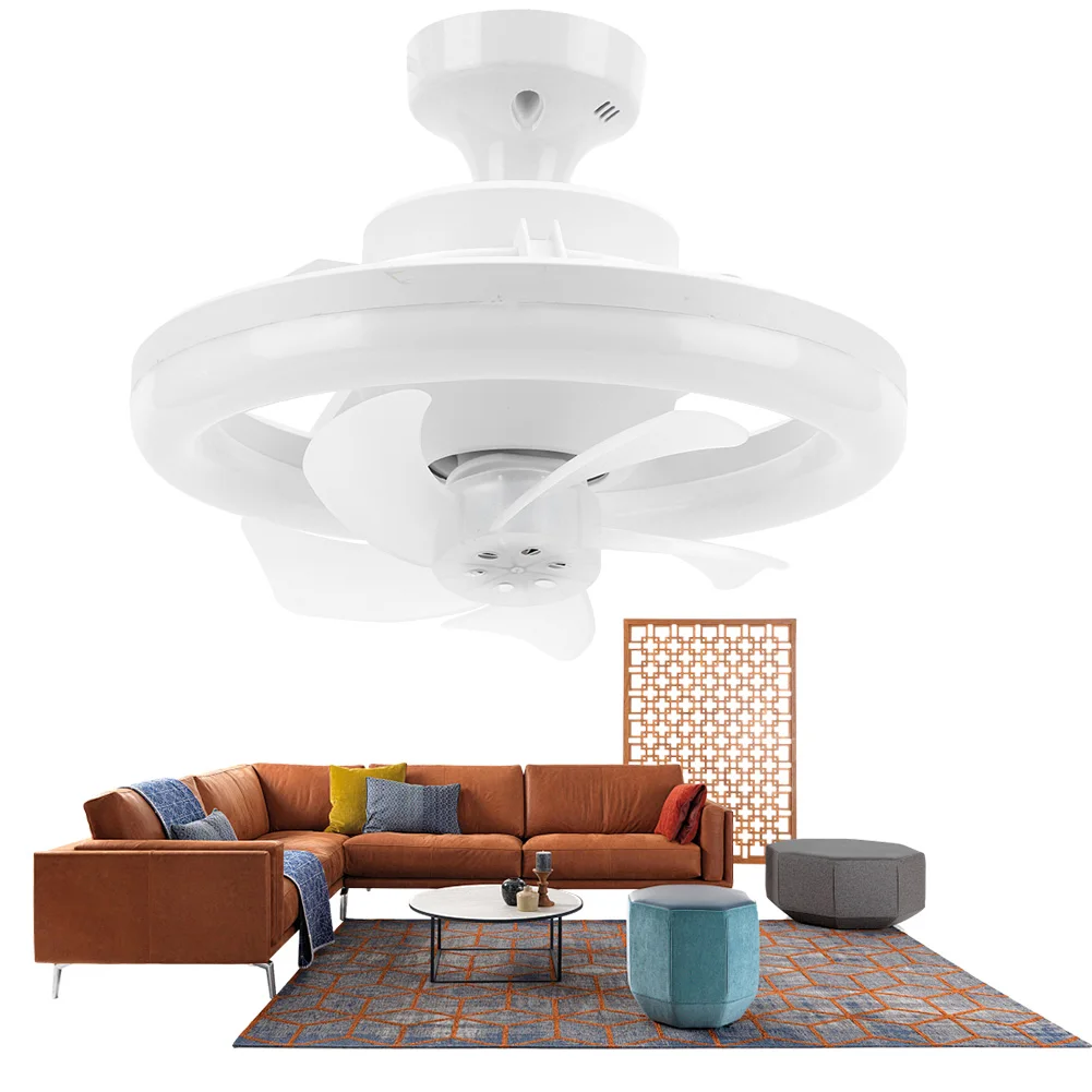 Фото Современные потолочные вентиляторы с подсветкой RGB/3 цвета, регулируемой яркостью, 3 скоростями, пультом ДУ, мини-люстра-вентилятор №1