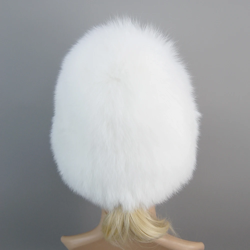 Зимние шапки из натурального лисьего меха женские вязаные настоящего серебра с