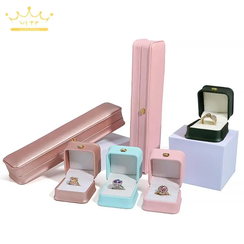 

Подарочная коробка для ювелирных изделий из искусственной кожи, маленькая коробка для колец с короной, цепочек, браслетов, коробка для хранения