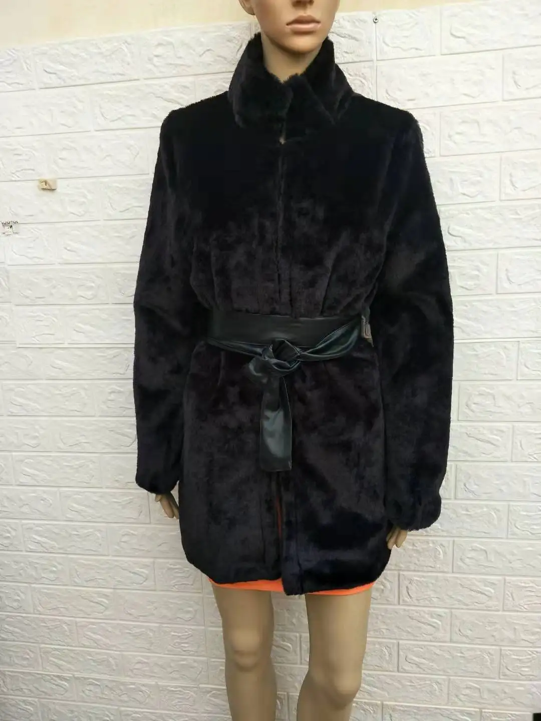 2021 Autumn and Winter Women's Fur Imitation Mink Warm Coat Imitation Fox Fur Coat Mid-length Imitation Fur Black Fashion Wear