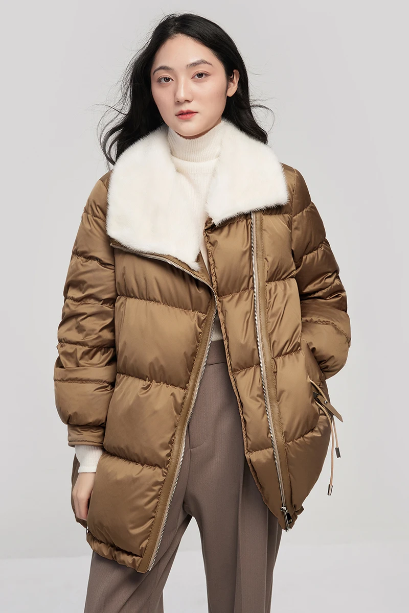 Design Luxury 90% White Goose Down Coat Women Casacos De Inverno Feminino Abrigo Mujer Patchwork Mink Sheepskin Warm Jacket