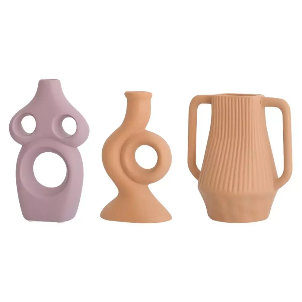 

Nordic Creative Geometric Ceramic Vase Flower Holder Flower Arrangement Desktop Ornaments Home Living Room Office Decoration