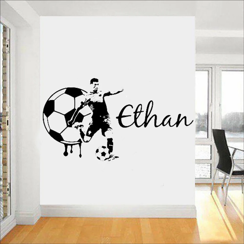 

Adolescent boys and children's bedroom decoration sports wall mural home decoration football custom name art decal G-107