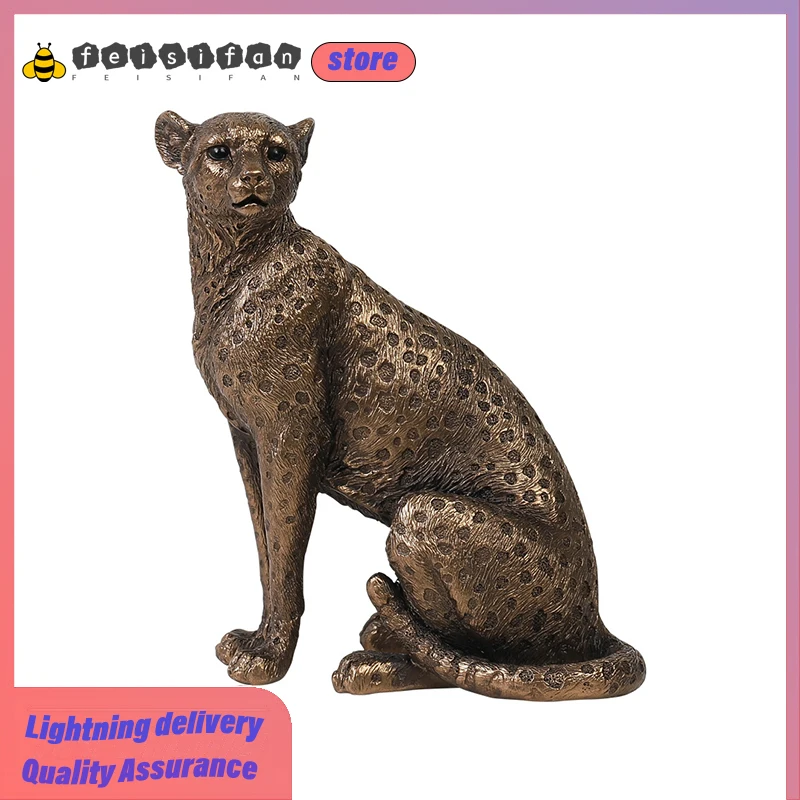 

Полимерная статуя с Африканским леопардом, модель с животными, коллекция искусства, настольные украшения, декор для винного шкафа, леопардо...