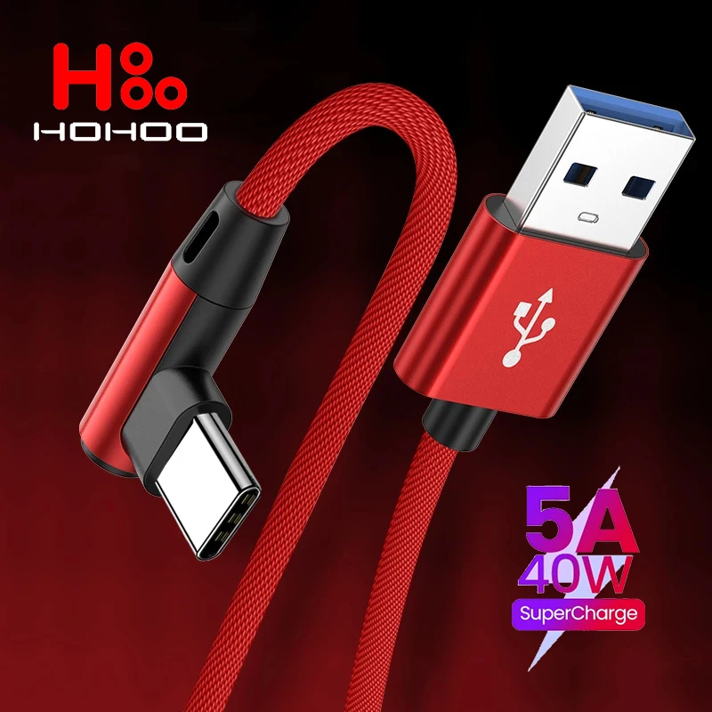 5A 40W 90 - градусная изгибная линия быстрой зарядки USB C для Xiaomi 14 13 12 11 Pro Redmi K70 60 50 40 Nota