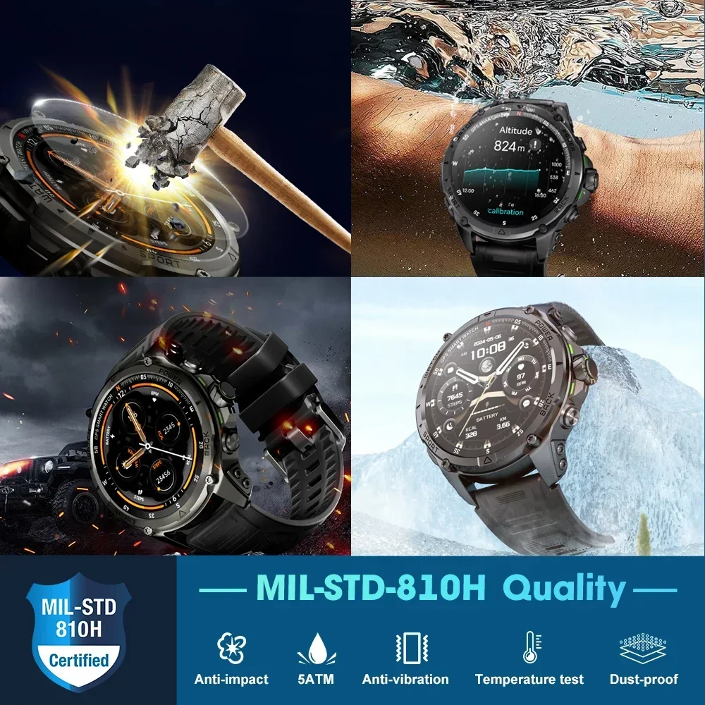 Фото Смарт-часы KUMI U5 PRO с AMOLED-экраном 1,43 дюйма, GPS, Bluetooth-вызовами, измерением пульса, оксиметрией, функцией SOS, для мужчин и женщин, для активного отдыха №5
