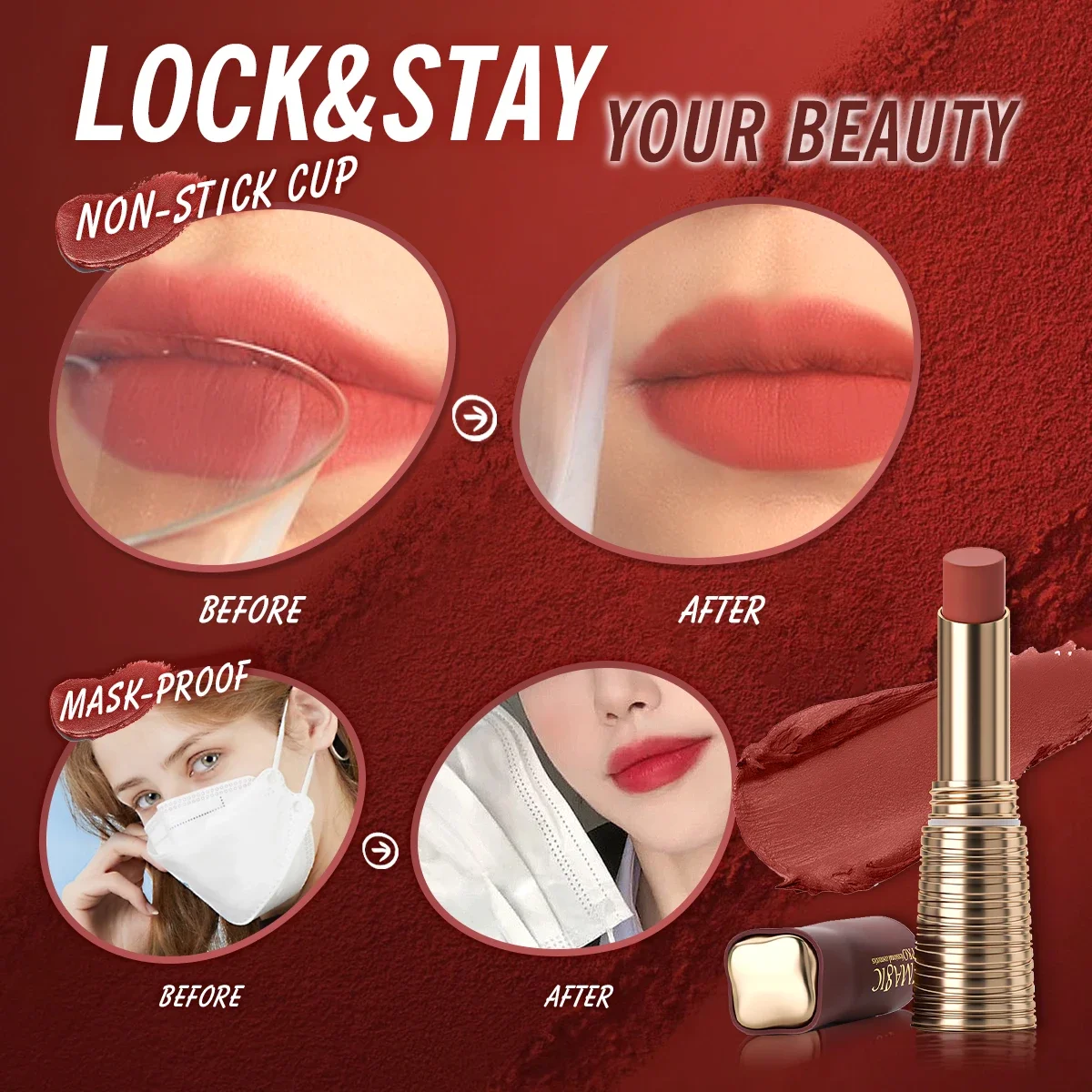 Помада матовая стойкая не оставляющая следов помада водостойкая макияж без