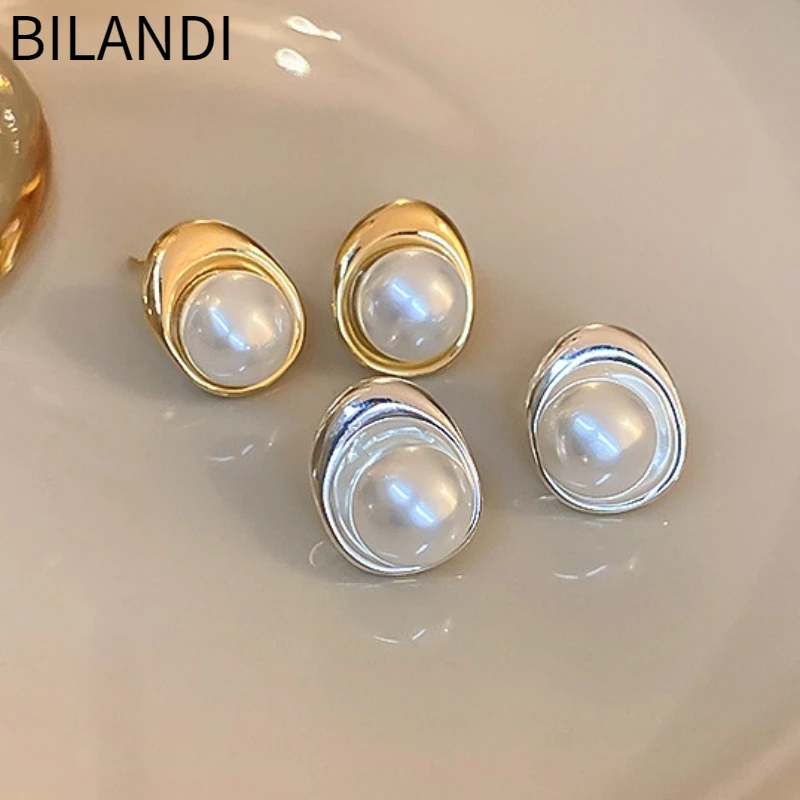 

Bilandi Fashion Jewelry 925 Silver Needle Stud Simulated Pearl Earrings For Women Gift Earrings Hot Sale Elegant Temperament
