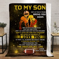 letter blanket to son from father sports rugby athlete boys birthday gift warm soft sherpa fleece blanket home sleeping blanket