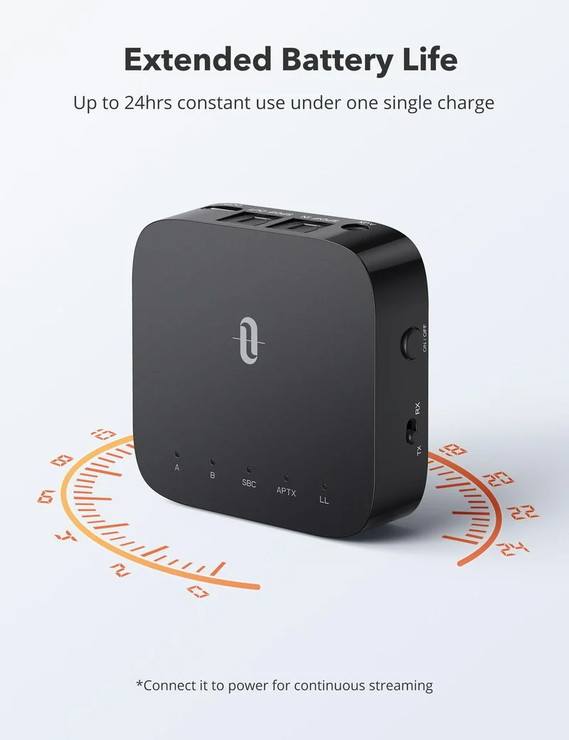 TaoTronics Bluetooth Adapter 5.0 Wireless Audio Transmitter/Receiver aptX Low Latency 3.5mm AUX Dual Link Transmitter &amp Receiver |