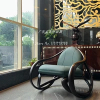 North American black walnut rocking chair leather seat bag mahogany solid wood rocking chair designer furniture