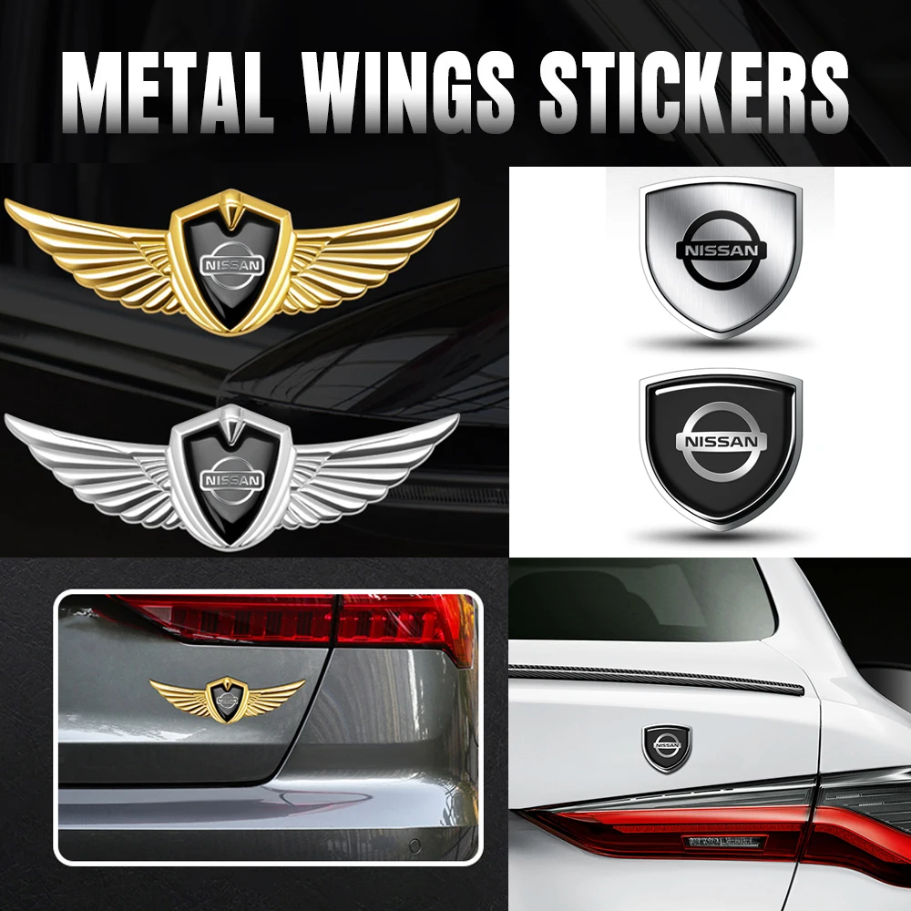

1pcs Metal Car Body Emblem Grill Shield Wings Rear Trunk Side Fender Sticker For Nissans Nismo X-trail Almera Qashqai Tiida