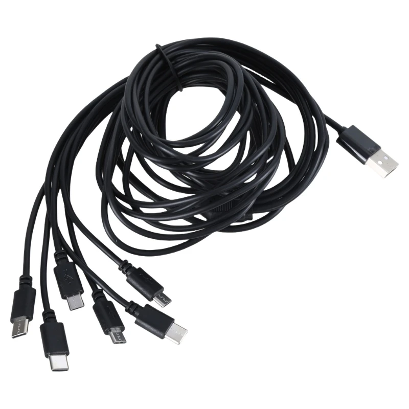 Универсальный зарядный кабель USB-3xUSB 5-контактный 3xType C шнур 6 в 1 для телефона 24BB