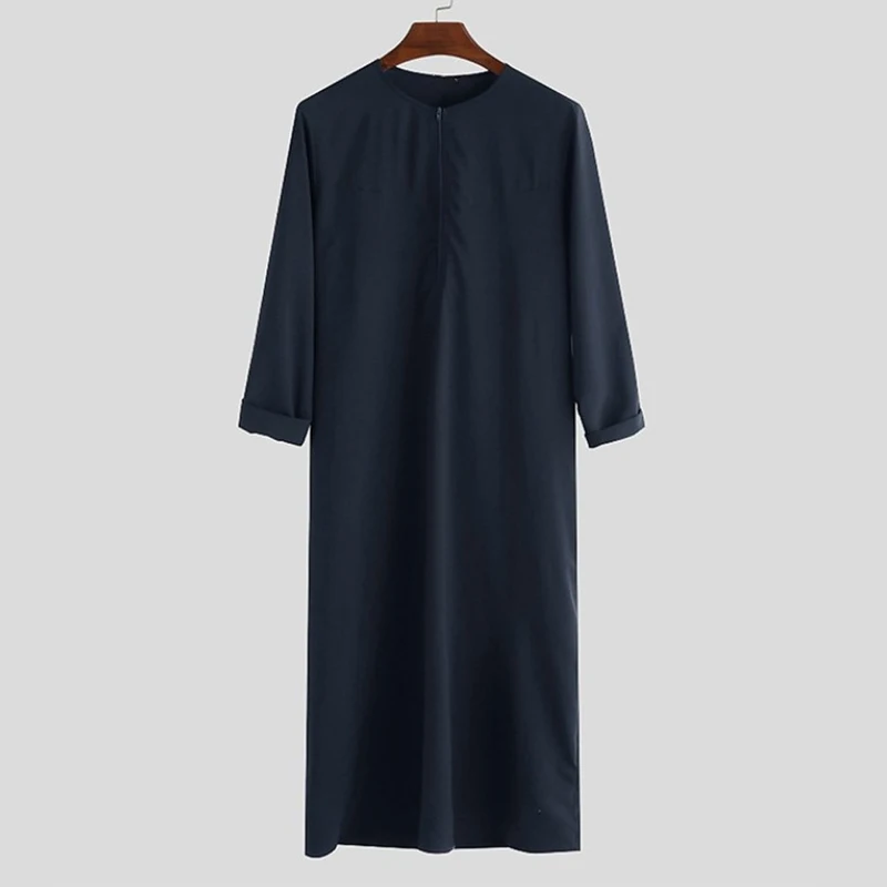 Muslim Robes Men Islamic Clothes Arabic Kaftan Long Sleeve Loose Abaya Saudi Arabia Dubai Jubba Thobe Musulman Homme Ramadan Gif