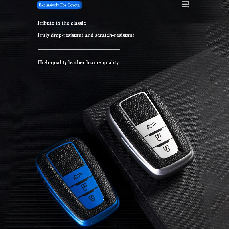 

Leather TPU Car Remote Key Case Protected Shell for Toyota Camry RAV4 Prius CHR C-HR Avalon Corolla Land Cruiser Prado Key Chain