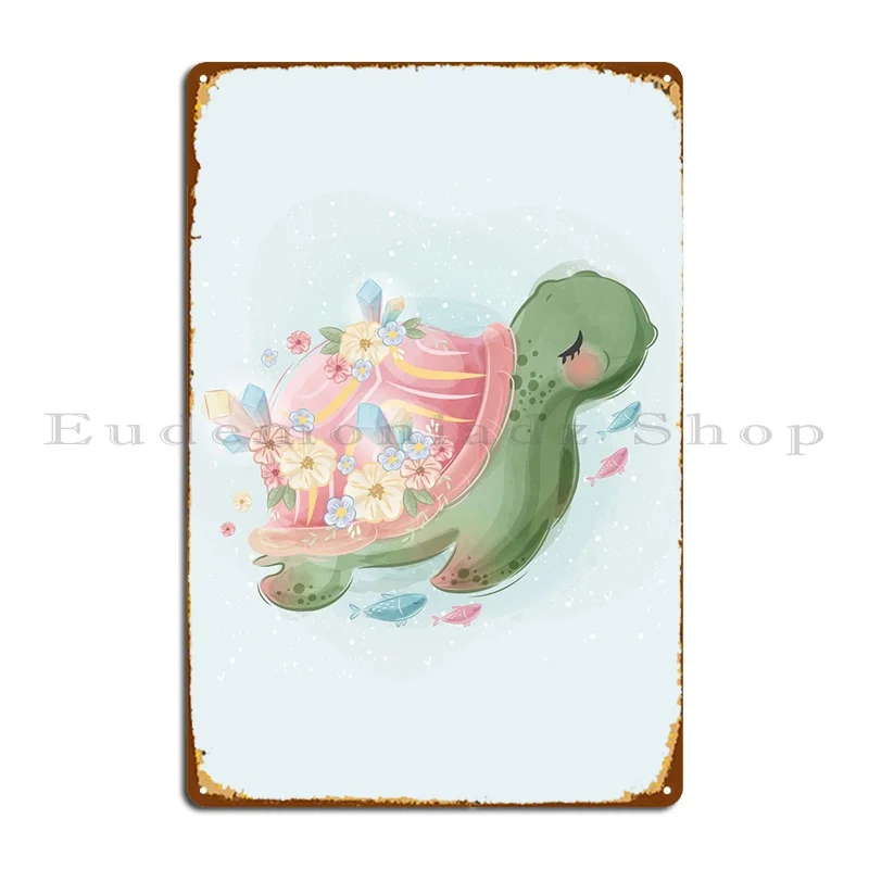 

Красивая черепаха плавание металлические таблички дизайн Винтажный персонализированный классический жестяной знак плакат