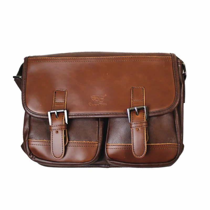 Casual PU Leather Messenger Bags For Men School Bag Crossbody Bag Large Capacity Shoulder Bag For Boy Book Ipad Desinger Bag