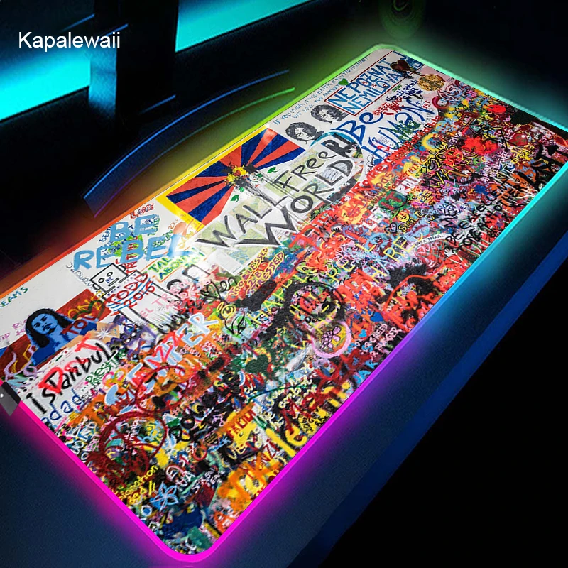 

Large RGB Mouse Pad xxl Gaming Mousepad LED Mause Pad Gamer Graffiti Mouse Carpet Big Mause Pad PC Desk Pad Mat With Backlit