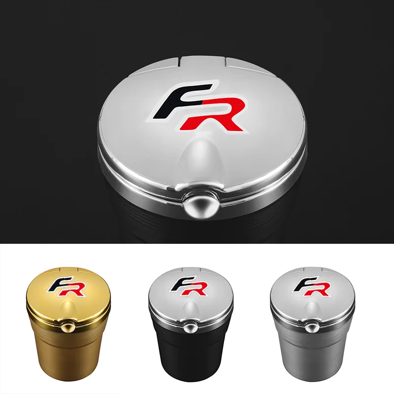 

High-end Car Ashtray LED Ligh Portable Ashtray with FR logo For Seat FR leon mk3 mk2 5f lbiza Altea Car Accessories