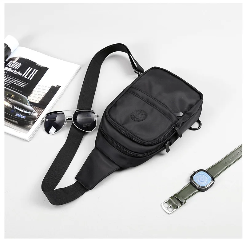 Men Chest Bags 9.7inch IPad Large Capacity Zipper Lightweight Oxford Crossbody Bag Fashion Utility Simple Unisex Sling Bags