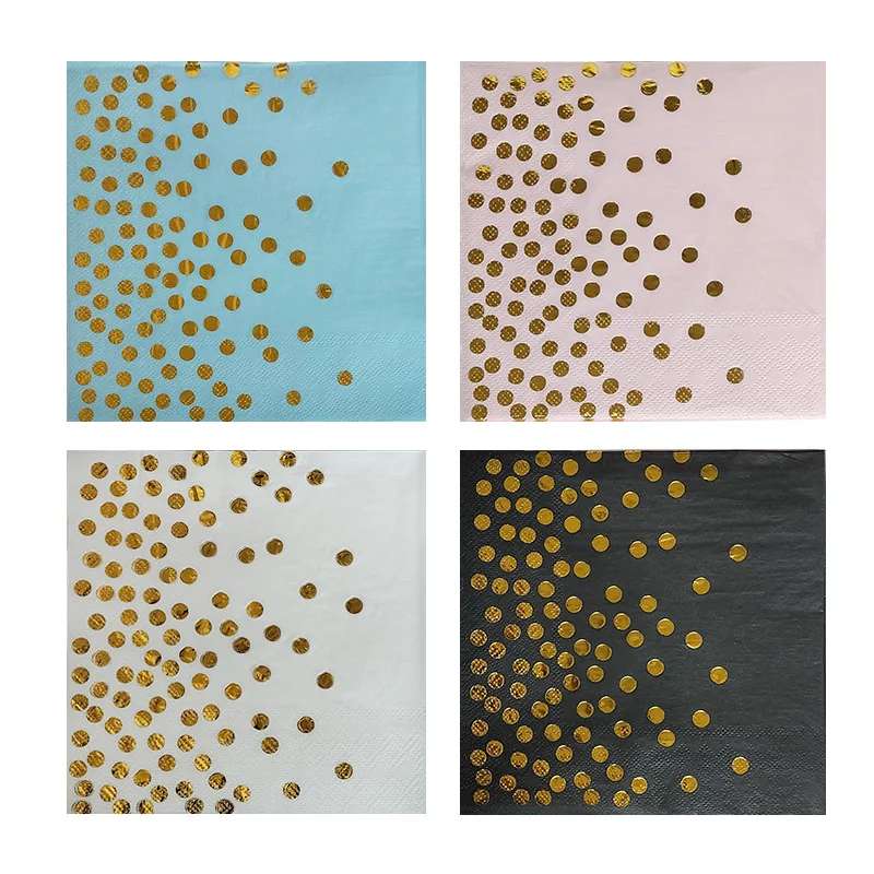 

Dot hot stamping napkins birthday party venue layout double layer wood pulp disposable party tissues