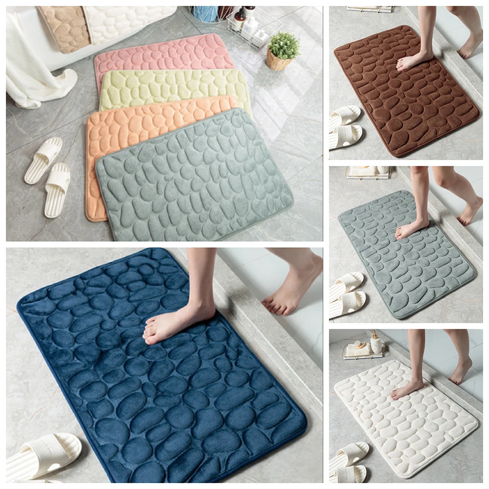 

Bathroom anti-slip mat Memory Foam Bath Mat Cobblestone Embossed Bathroom Floor Rugs Water Absorbent Non-Slip Carpet.