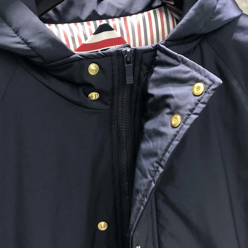 TB THOM Women Down Jackets For Men Fashion Brand Overcoats Long Navy Hoodies Down Jacket Winter Warm TB Coat