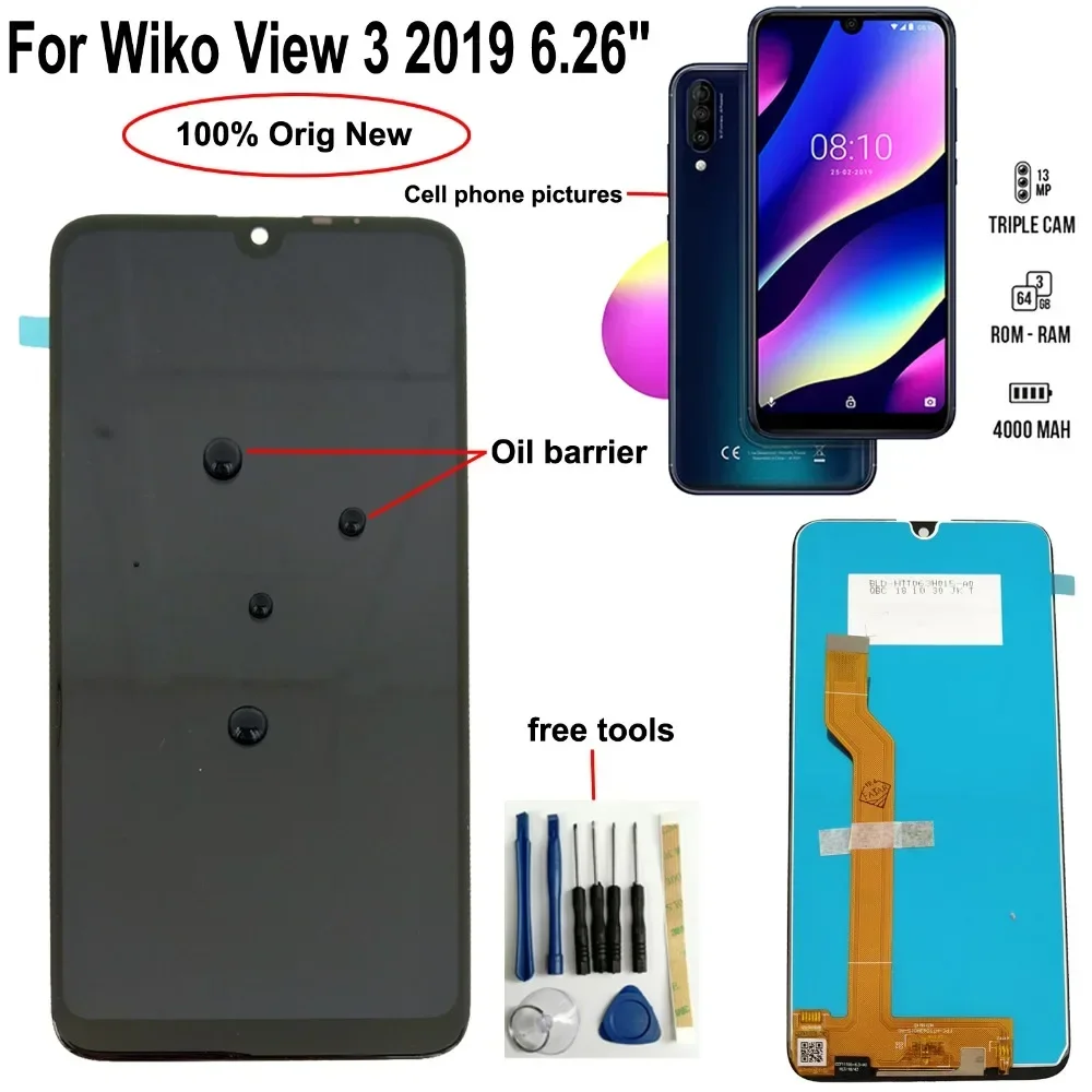 Shyueda 100% оригинал новый A + 6 26 дюйма для Wiko View3 View 3 2019 ЖК-дисплей дигитайзер