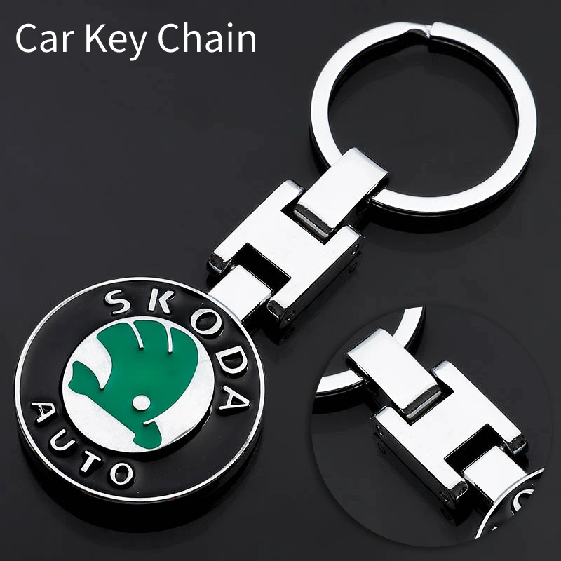 

auto accessories high quality metal alloy long chain car keychain for Skoda black badge creative gift pendant male waist hanging