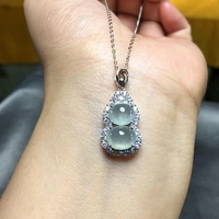 original new silver inlaid natural chalcedony gourd necklace pendant elegant charm creative retro female silver jewelry