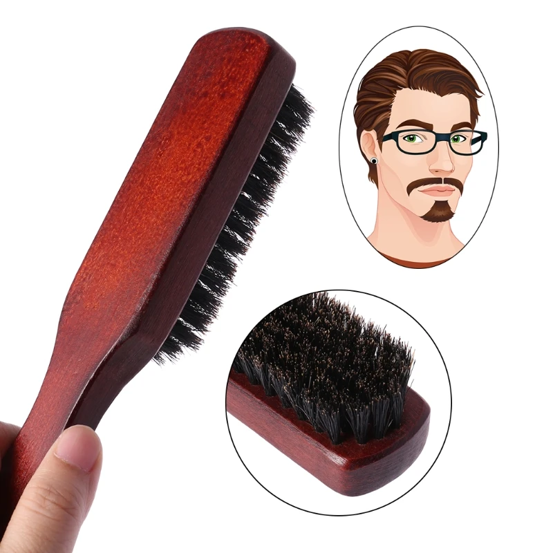 

Hair Brush Wood Handle Boar Bristle Beard Comb Styling Detangling Straightening
