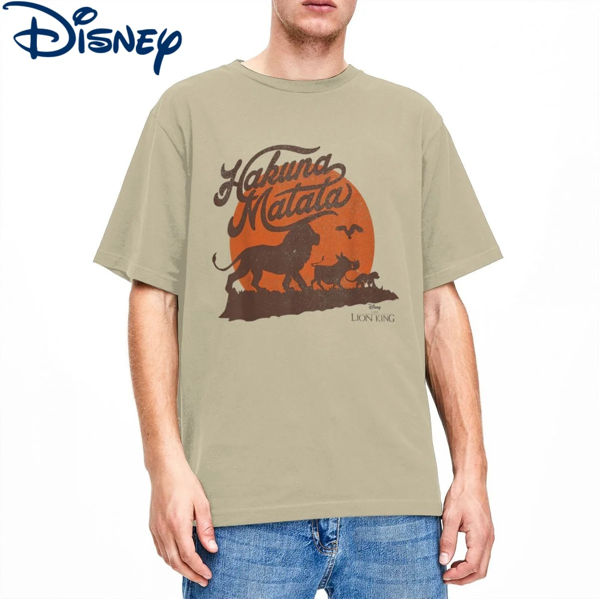 

Мужские футболки с героями Диснея, король льва, Симба, Тимон, Пемба, Hakuna Matata, одежда из чистого хлопка, Забавные футболки с коротким рукавом, подарочные футболки