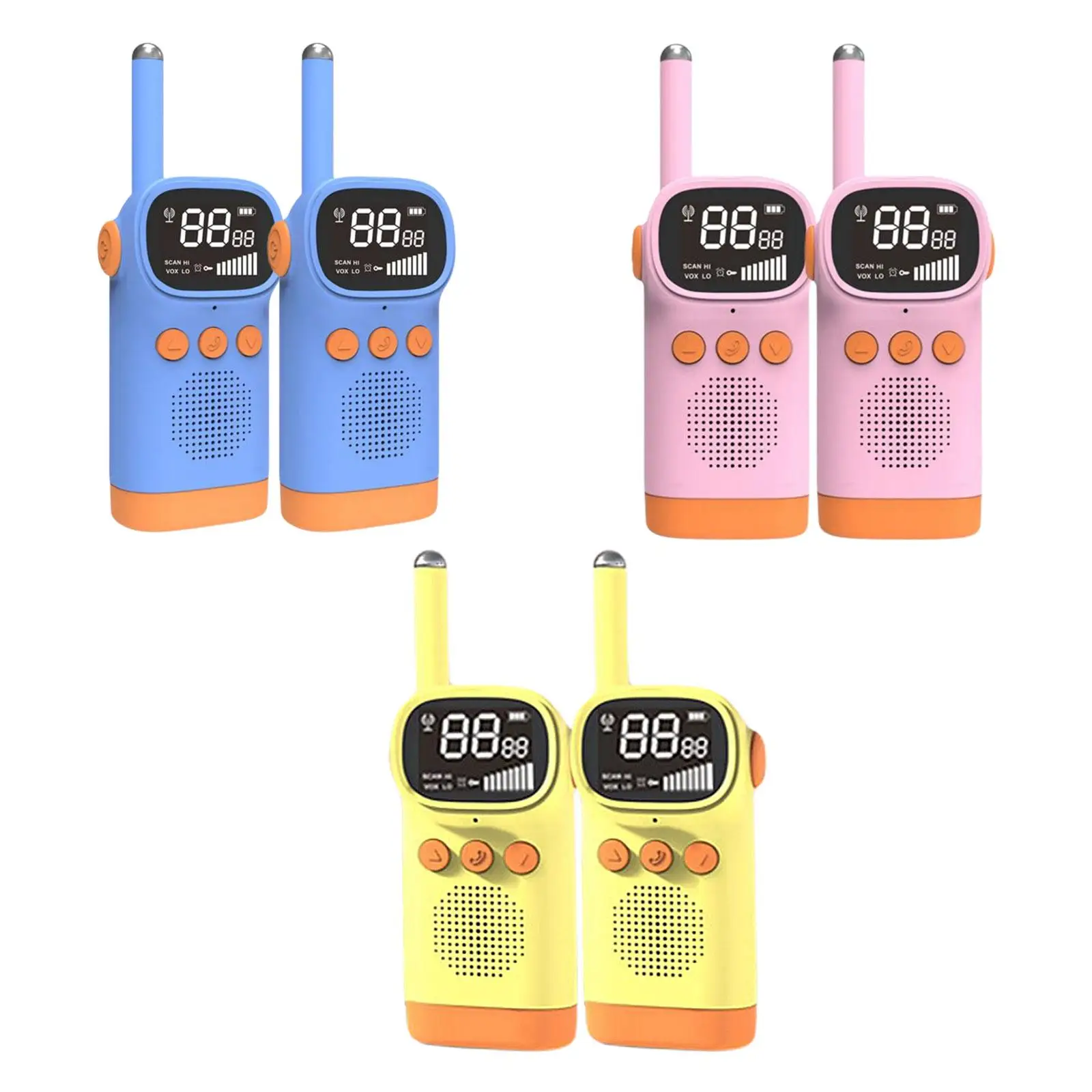 

2x Walkie Talkies Clearly Electronic Mini Plastic Channel Toys Baby Radio Phone for Kids Christmas 3 Years Old Child Boys Girls