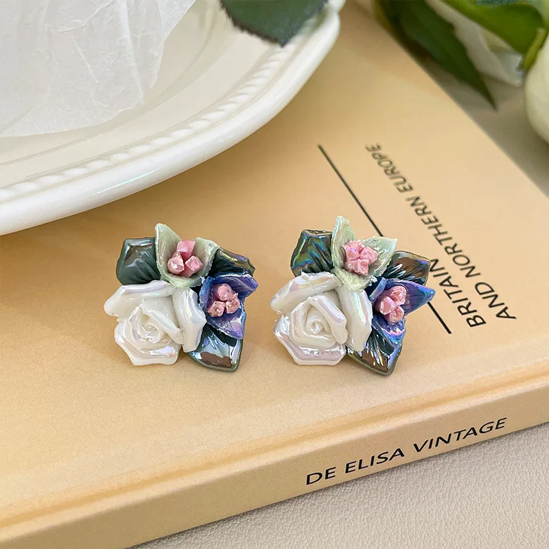 Fashion Colorful Plant Earrings Ceramic material non-allergic Earrings Birthday Gift For Women's Fine Accessories Free Shipping