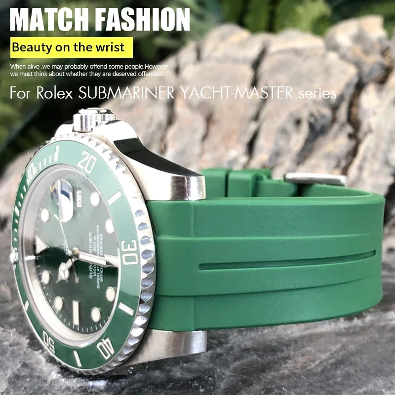 Фото Резиновые ремешки для часов 20 мм 19 мм подходят для Role Submariner GMT Rolex Certina Tissot Seamaster Longines 21 мм 22 мм силиконовый ремешок для часов №1
