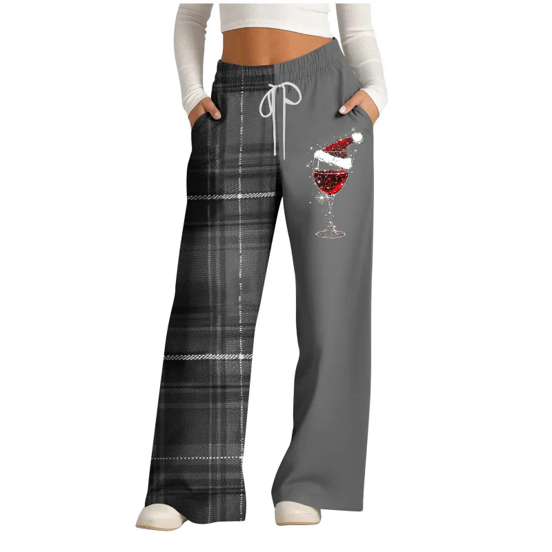 Клетчатые брюки с высокой талией женские повседневные утягивающие винтажные