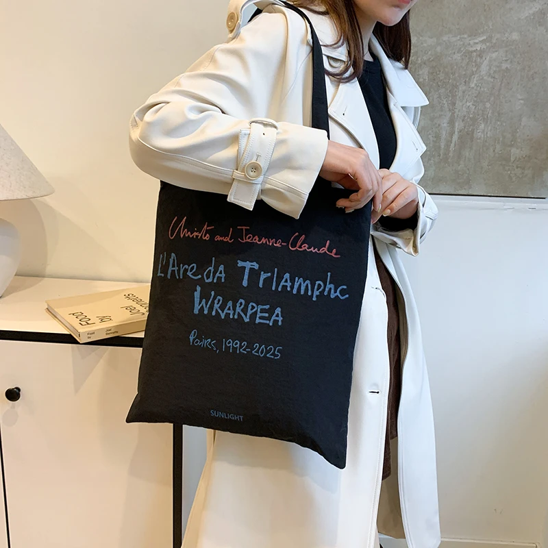 Простая универсальная женская сумка-тоут на одно плечо с буквенным принтом новые