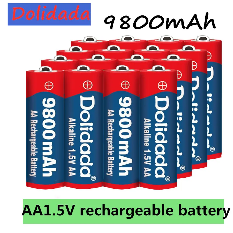 

1~12pcs/lot Brand AA rechargeable battery 9800mah 1.5V New Alkaline Rechargeable batery for led light toy mp3 Free shipping