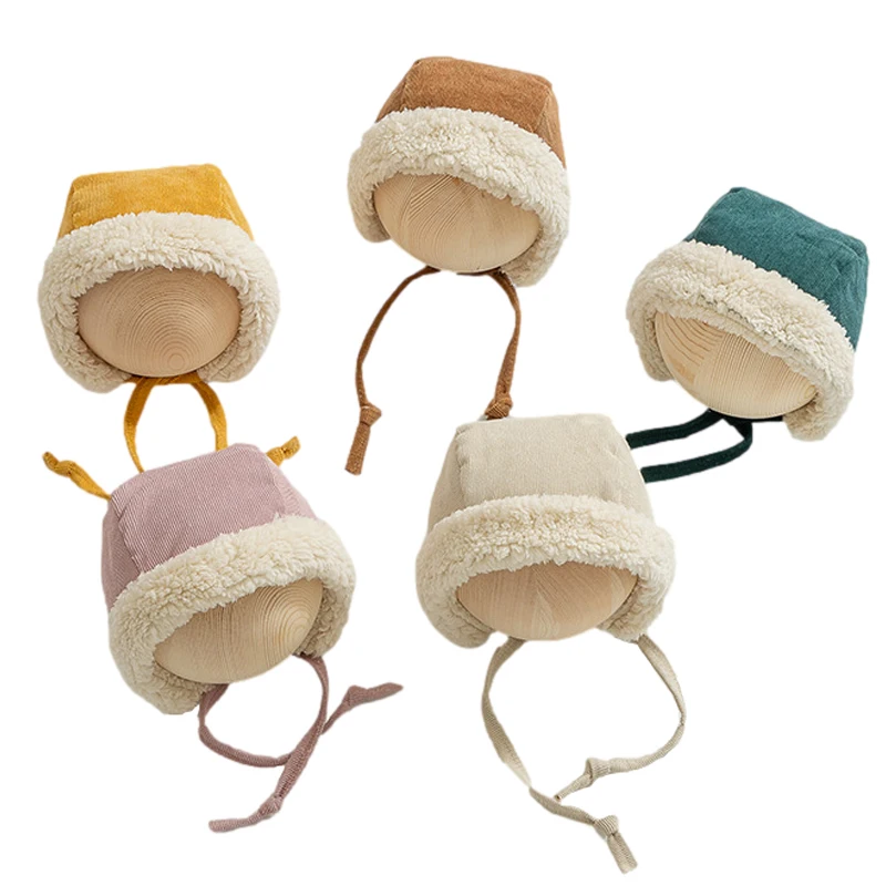 

Lamb Wool Warm Baby Winter Hat Infant Bonnet Kids Beanie for Boys Girls Accessories Baby Stuff Toddler Cap 3-24M