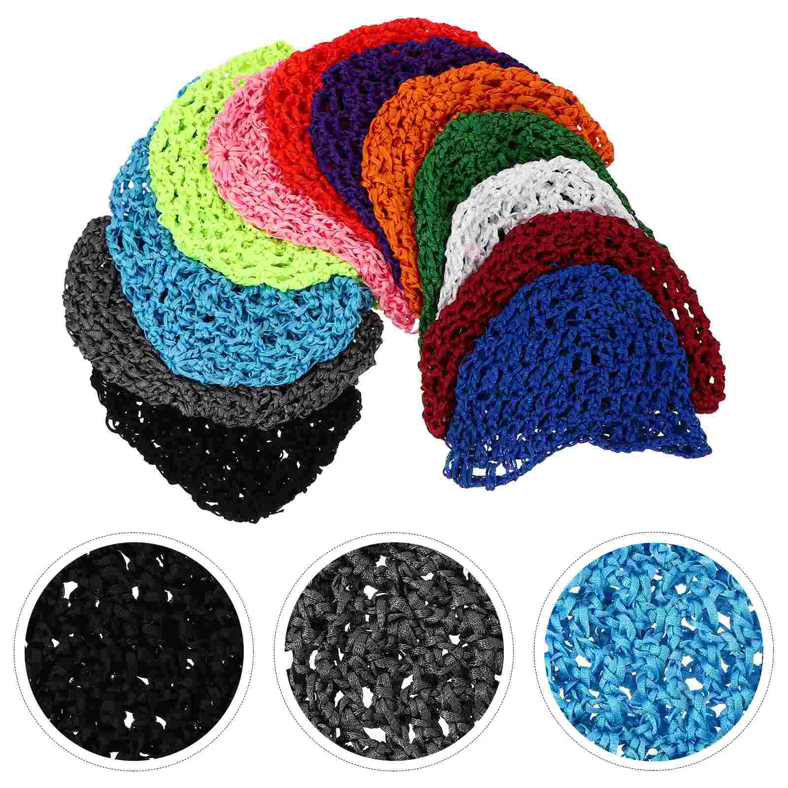 

12pcs Mesh Crochet Hair Net Crocheted Hair Net Cap Rayon Snood Hat Thick Short Hairnet Snoods Cover Ornament for Sleeping