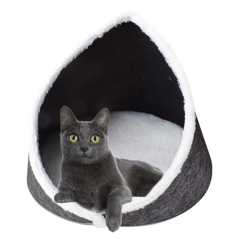 

Cat Cave Bed Semi-enclosed Round Felt Bed Pet Nest Tent With Reusable Cushion Detachable Cat Bed Cave Nest Washable Cat Bed Cave