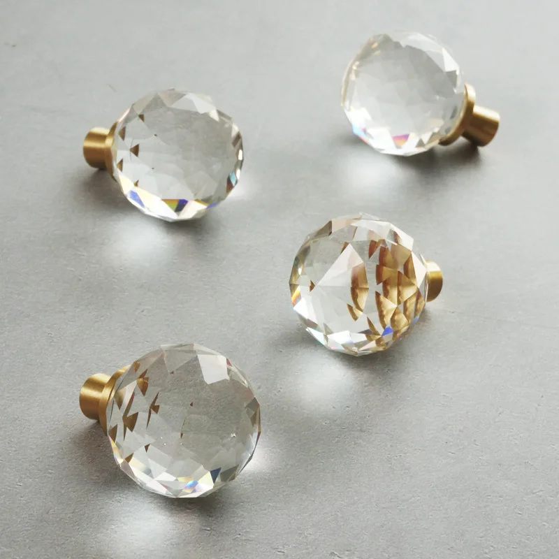 

Round Diamond Crystal Glass Knobs Cupboard Pulls Colorful Drawer Knobs Cabinet Handles Furniture Handle