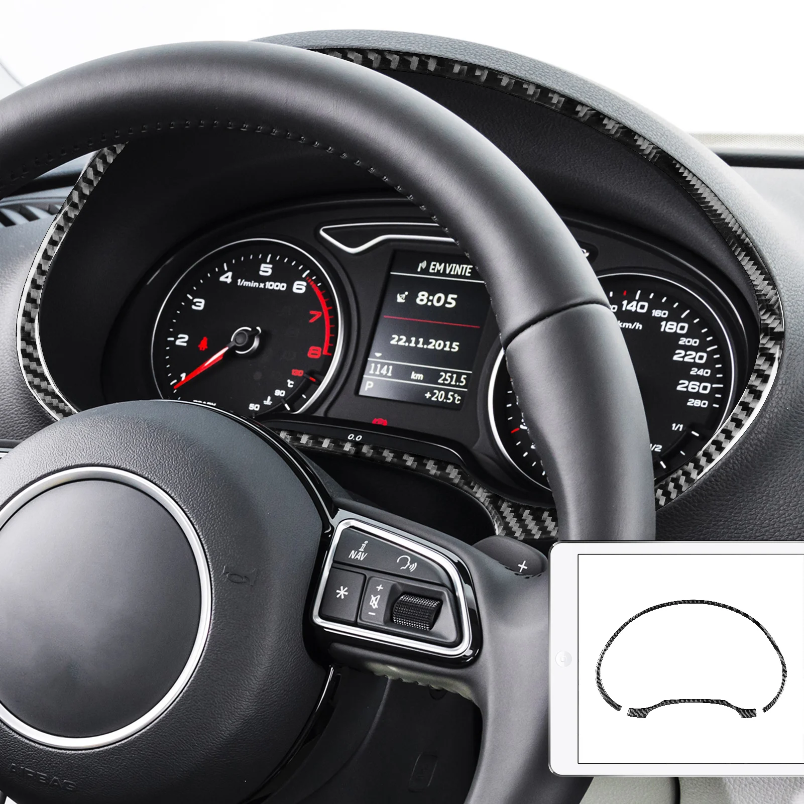 Наклейки на спидометр из углеродного волокна для Audi A3 S3 RS3 8V 2013-2019