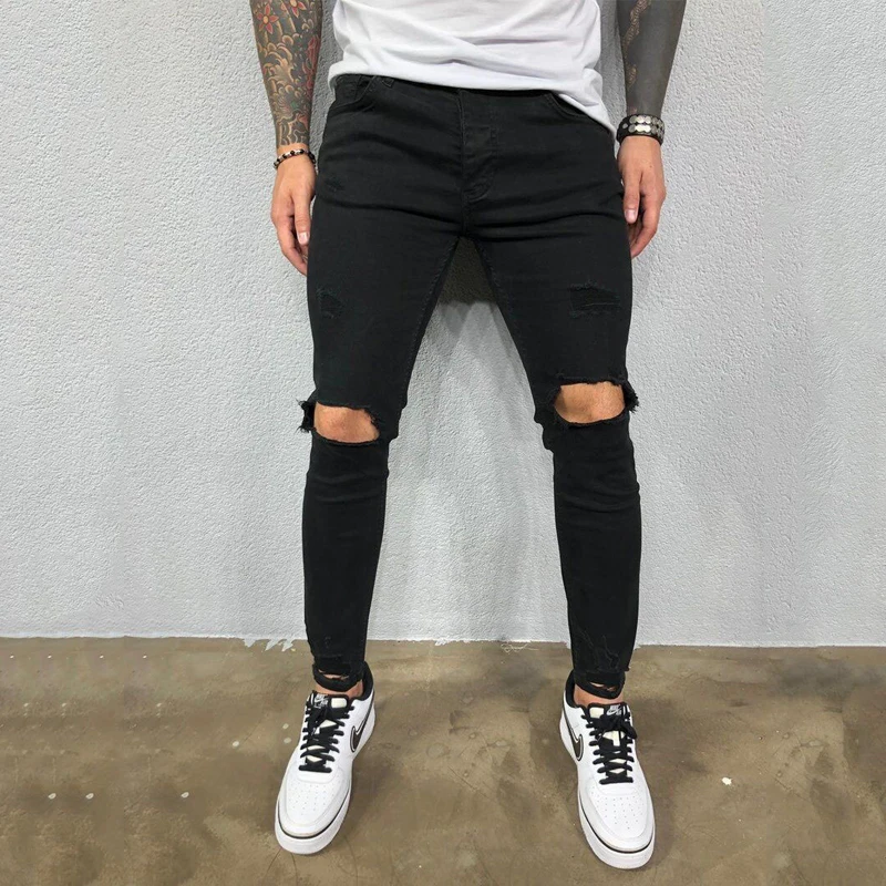 Sexy Ripped Jeans Men Slim Long Pencil Pants Spring Hole Men Fashion Thin Skinny Jeans Male Hip-hop Trousers Clothes Clothing