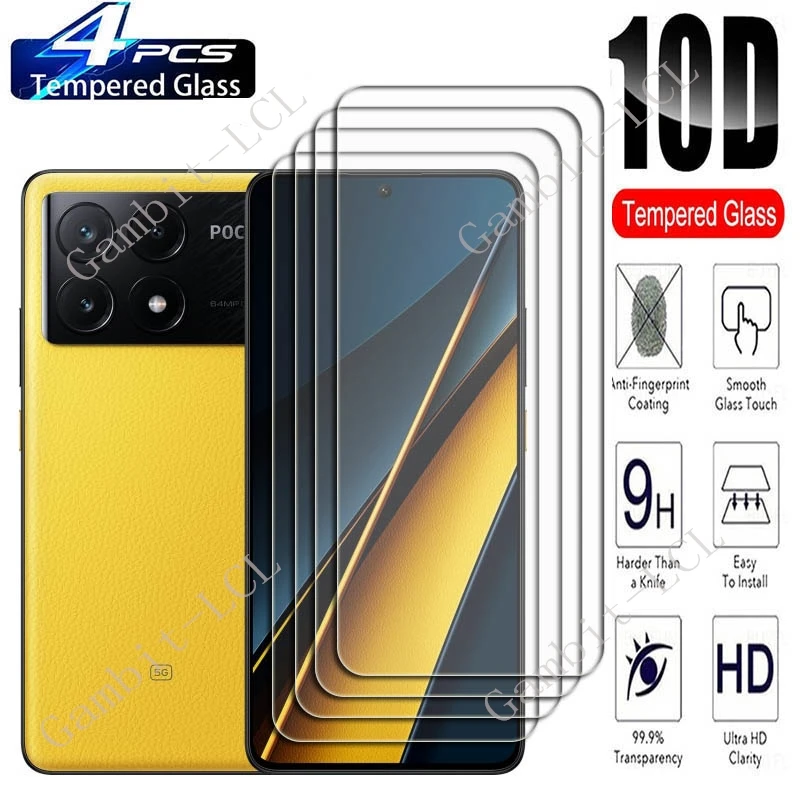 4 шт. для Xiaomi Poco X6 Pro 5G 6 67 дюйма защитное закаленное стекло экрана PocoX6Pro PocoX6 X6Pro