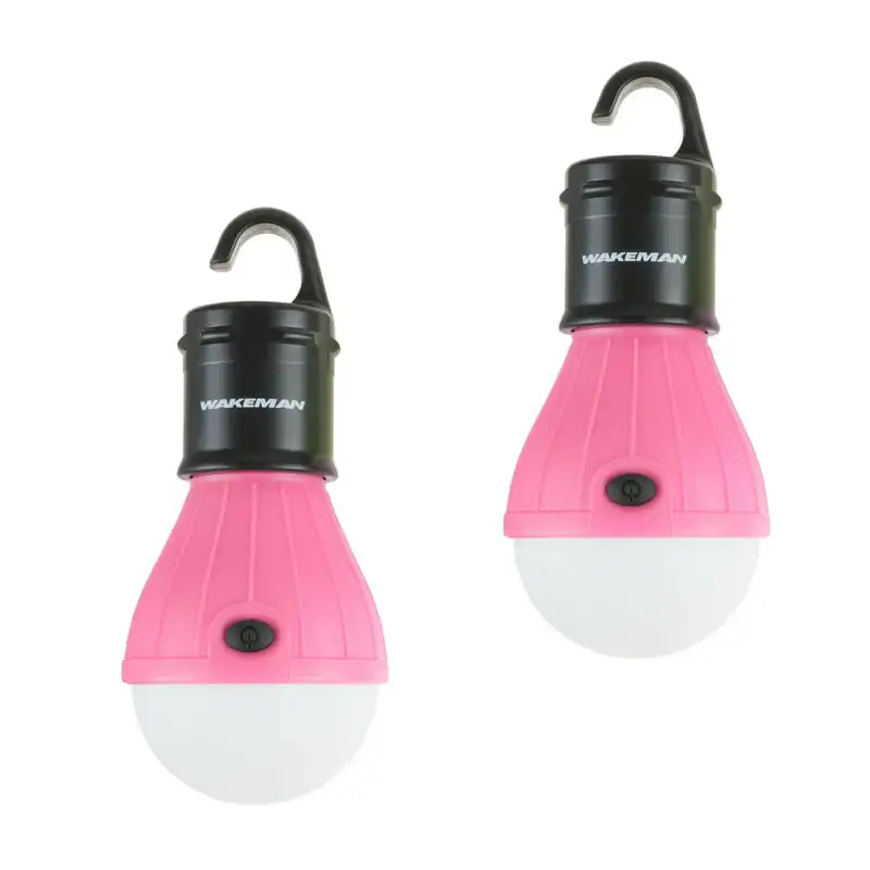 

LED Tent Light Bulb- 2 Pack Hanging Lights with 3 Settings and 60 Lumen By Outdoors (Pink) (For Camping Hiking Tents and Emerge