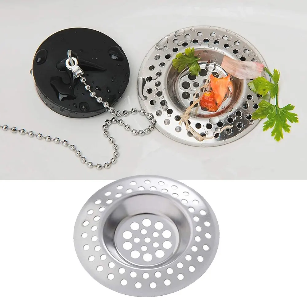 

1PCS Steel Plug Strainer Bath Bathroom Kitchen Sink Shower Drain Filter Cover Hair Catcher With Large Wide Rim Catcher Cover Cap