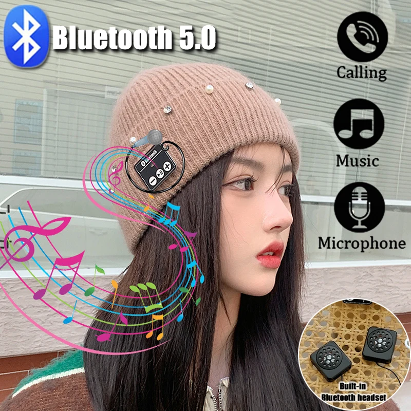 

Зимняя Bluetooth шапка с наушниками, беспроводные музыкальные наушники, уличная теплая вязаная шапка, USB перезаряжаемая Спортивная гарнитура с ...